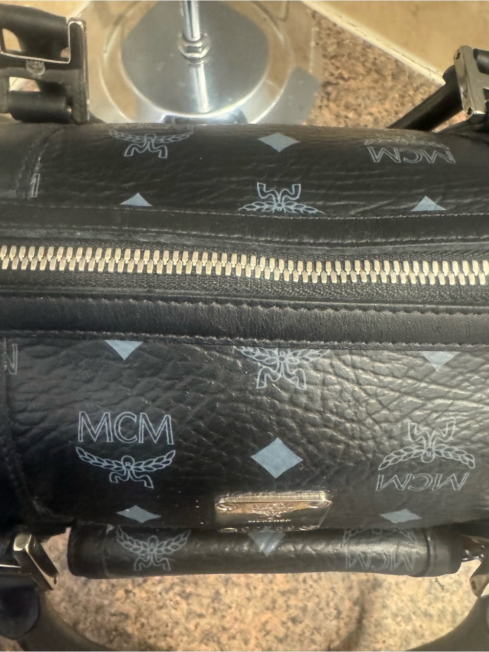 MCM Black Leather Satchel with original cards and MCM keychain EUC - Picture 10 of 12